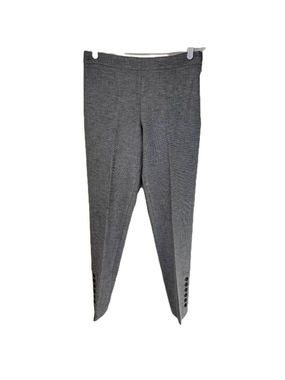 Talbots Chatham Ankle Pant Charcoal Heather W/Black Ankle Buttons Women's Size 6